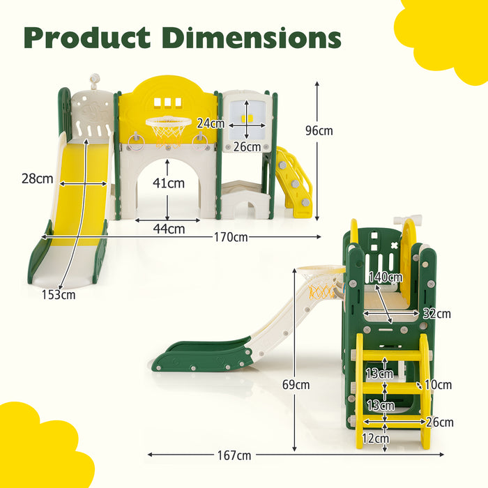 10 in 1 Toddler Slide Set with Magnetic Whiteboard and Telescope-