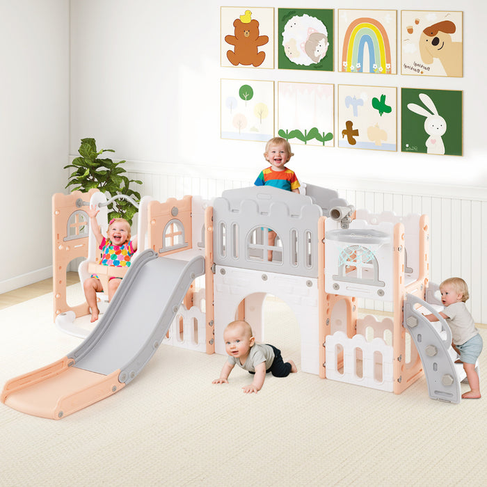 10 in 1 Toddler Swing and Slide Set Kids Indoor Playground-