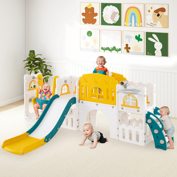 10 in 1 Toddler Swing and Slide Set Kids Indoor Playground-