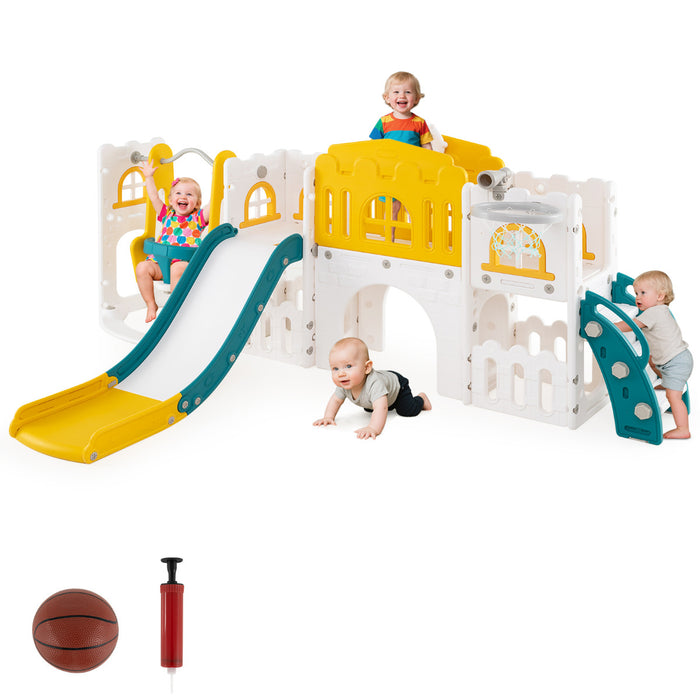 10 in 1 Toddler Swing and Slide Set Kids Indoor Playground-