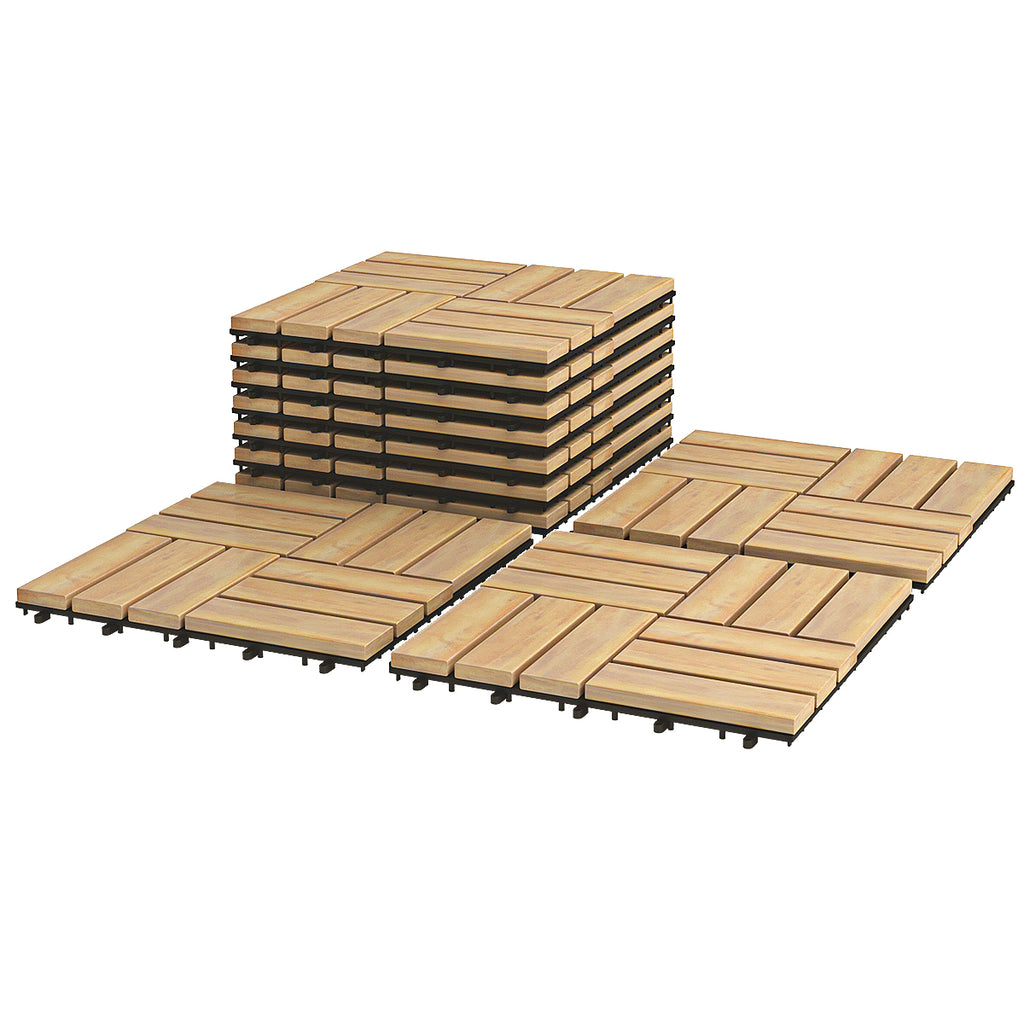 10 PCS Wood Tiles for Terrace and Balcony