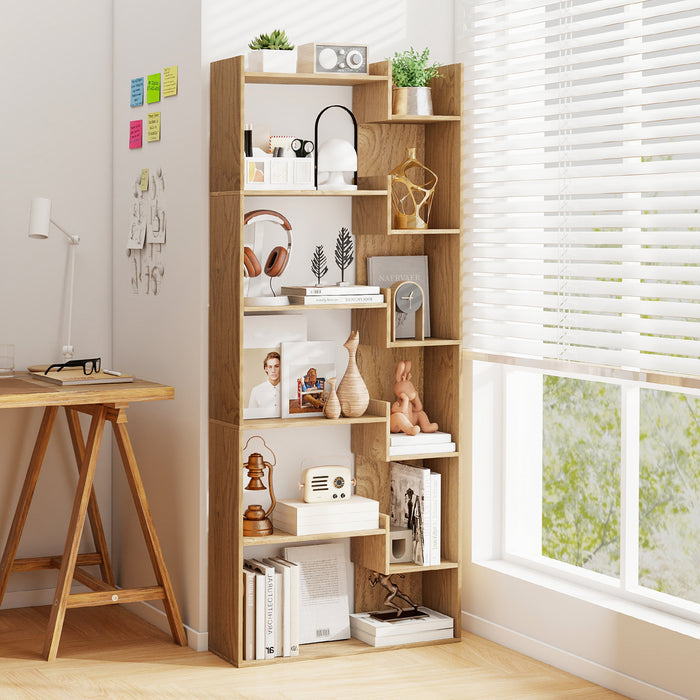11-Shelf Wooden Bookshelf with 2 Anti-Tipping Kits-