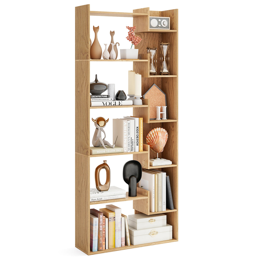 11-Shelf Wooden Bookshelf with 2 Anti-Tipping Kits-