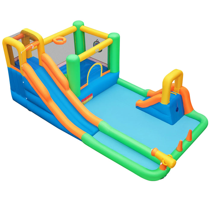 11-in-1 Inflatable Bounce House with Water Slides for Kids without Blower