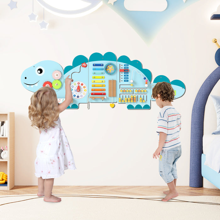 11-in-1 Dinosaur Activity Wall Busy Board Panels for Toddlers-