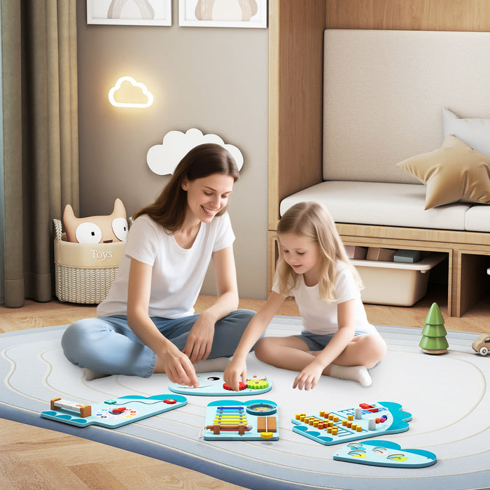 11-in-1 Dinosaur Activity Wall Busy Board Panels for Toddlers-