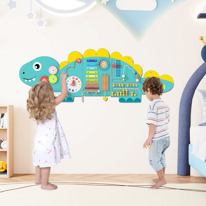 11-in-1 Dinosaur Activity Wall Busy Board Panels for Toddlers-