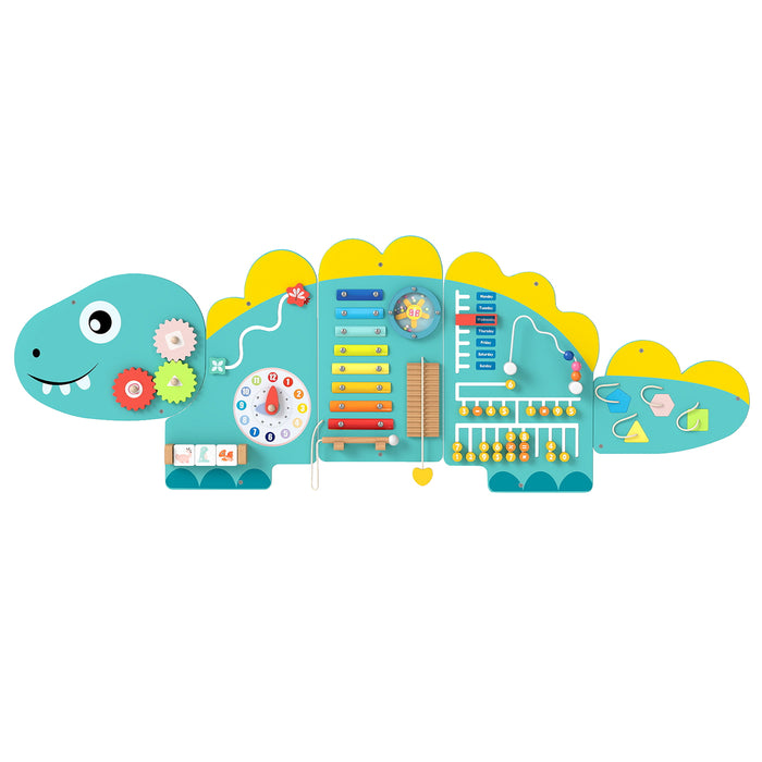 11-in-1 Dinosaur Activity Wall Busy Board Panels for Toddlers-