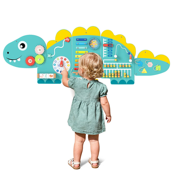 11-in-1 Dinosaur Activity Wall Busy Board Panels for Toddlers-