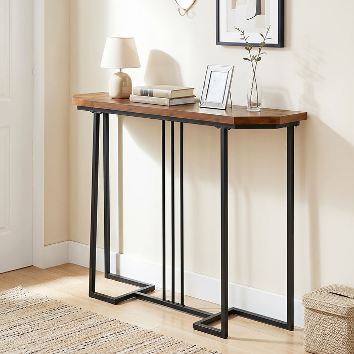 110 CM Narrow Entryway Table with Faux Marble Top for Living Room-
