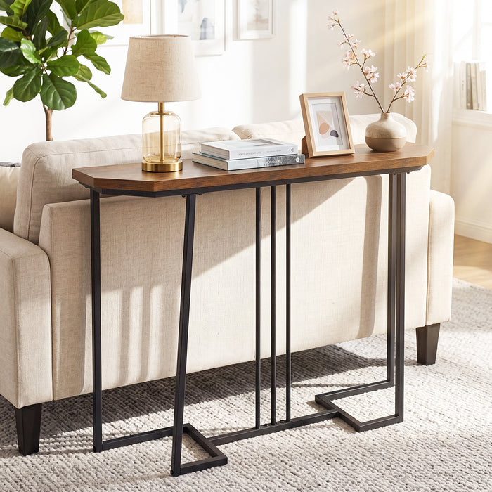 110 CM Narrow Entryway Table with Faux Marble Top for Living Room-