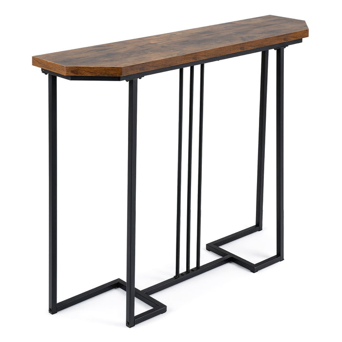 110 CM Narrow Entryway Table with Faux Marble Top for Living Room-