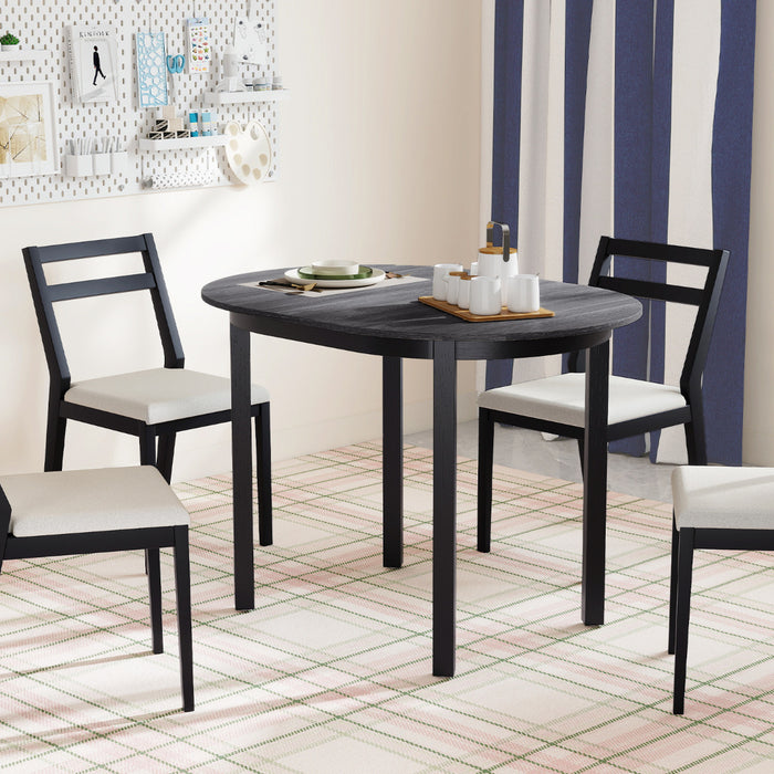 110CM Wooden Dining Table for 4-6 People Oval Kitchen Table-