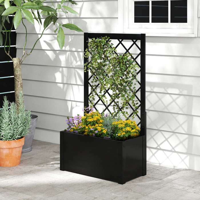 112CM Metal Planter Box with Trellis for Climbing Plants-