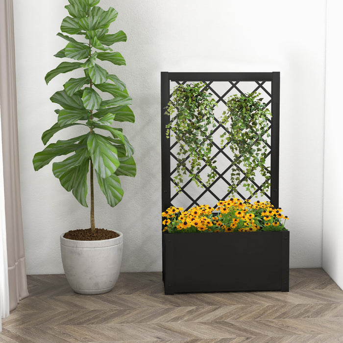 112CM Metal Planter Box with Trellis for Climbing Plants-