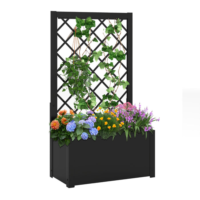 112CM Metal Planter Box with Trellis for Climbing Plants-
