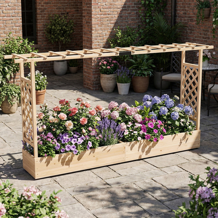 114 cm Tall Wooden Raised Garden Bed with Side Trellis-