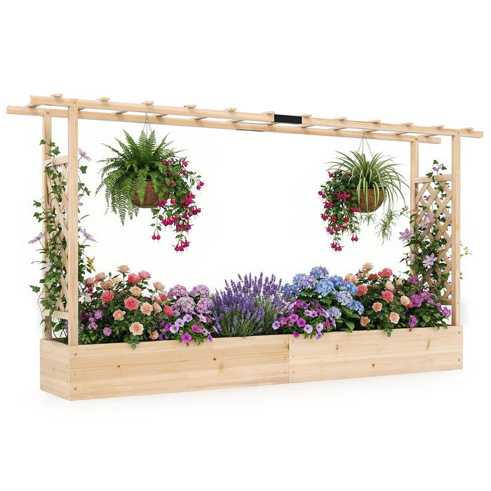 114 cm Tall Wooden Raised Garden Bed with Side Trellis-