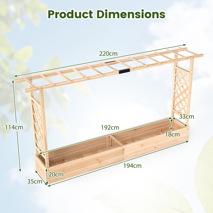 114 cm Tall Wooden Raised Garden Bed with Side Trellis-