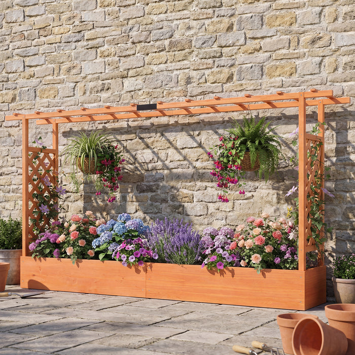 114 cm Tall Wooden Raised Garden Bed with Side Trellis-