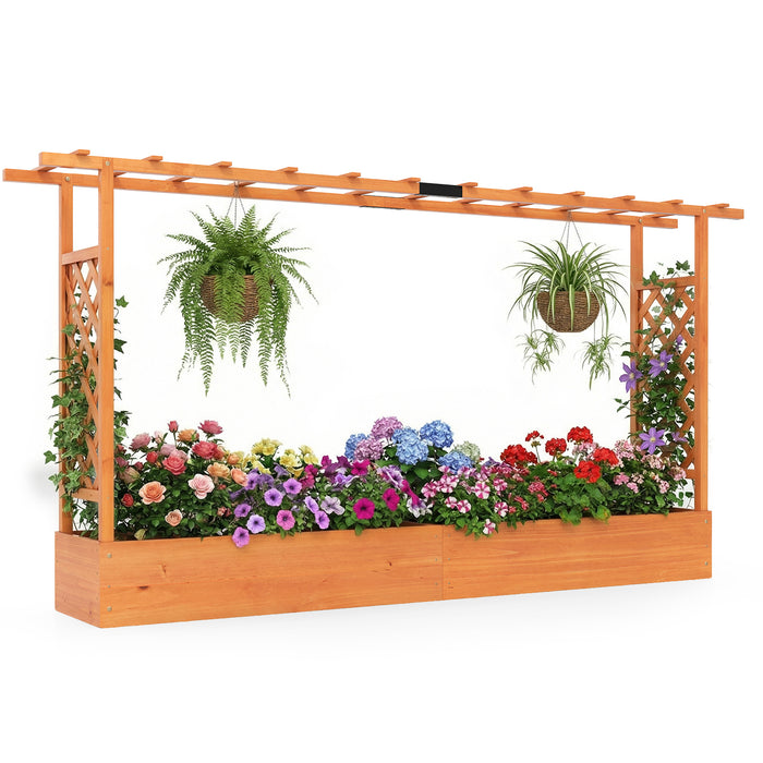 114 cm Tall Wooden Raised Garden Bed with Side Trellis-