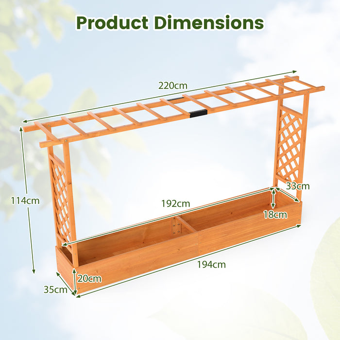 114 cm Tall Wooden Raised Garden Bed with Side Trellis-