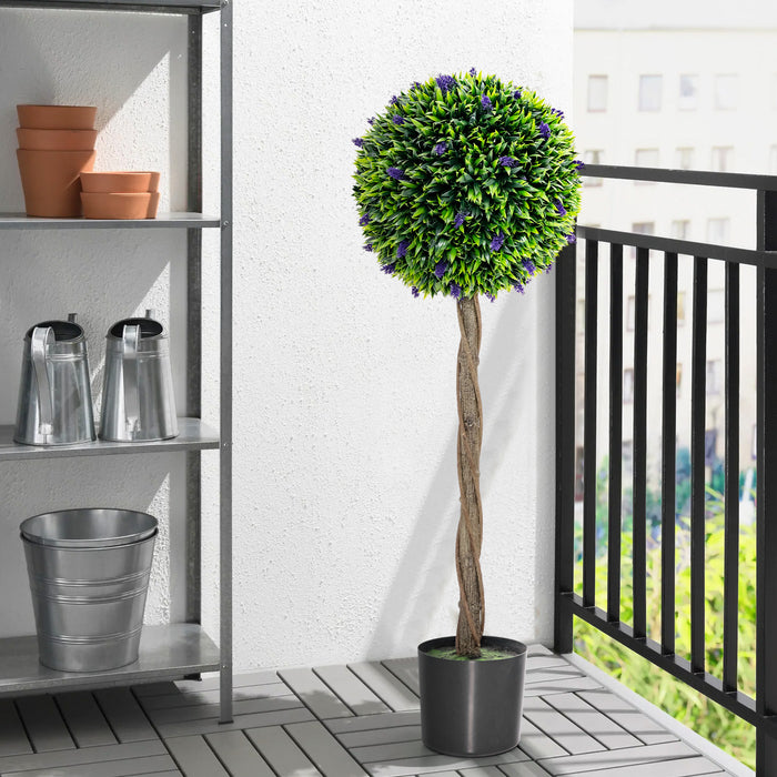 Artificial Boxwood Topiary Tree - 115 CM Tall Fake Lavender Ball Plant - Ideal for Patio and Garden Decorations