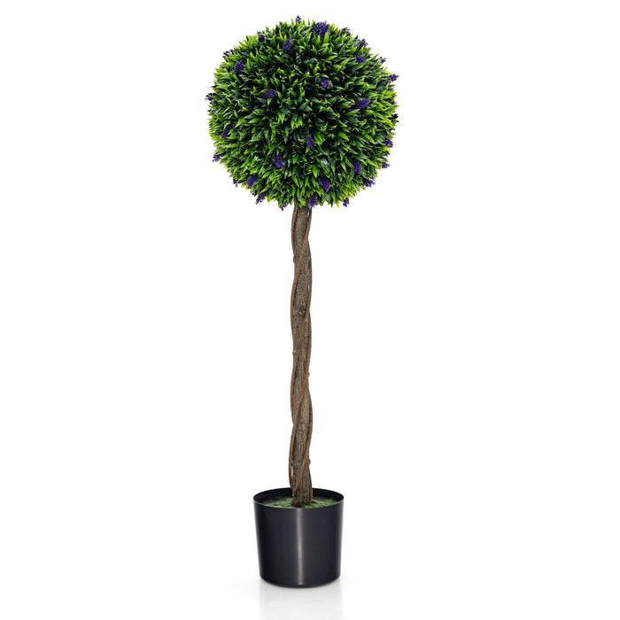 Artificial Boxwood Topiary Tree - 115 CM Tall Fake Lavender Ball Plant - Ideal for Patio and Garden Decorations
