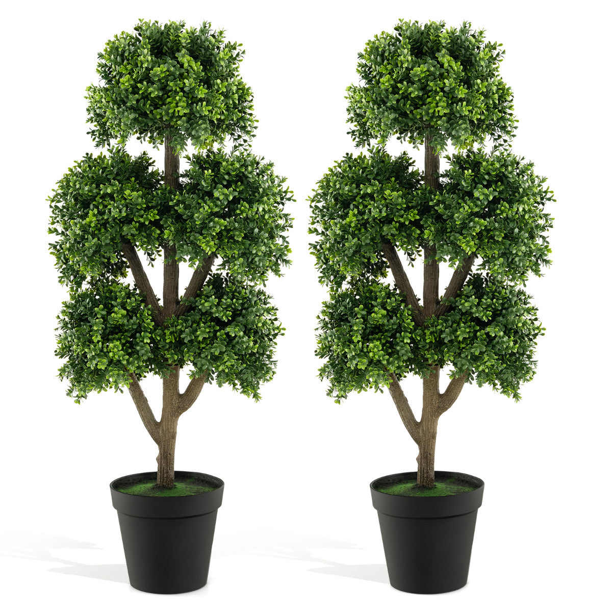 115cm Artificial Boxwood Topiary Ball Tree Set of 2 for Home-