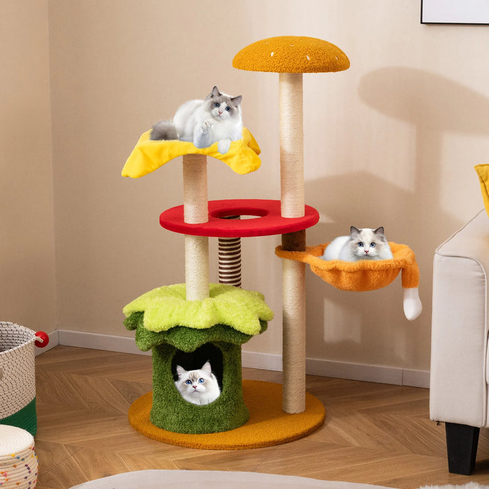 117 cm Modern Cat Tree with Sisal Posts and Plush Cushions for Indoor-