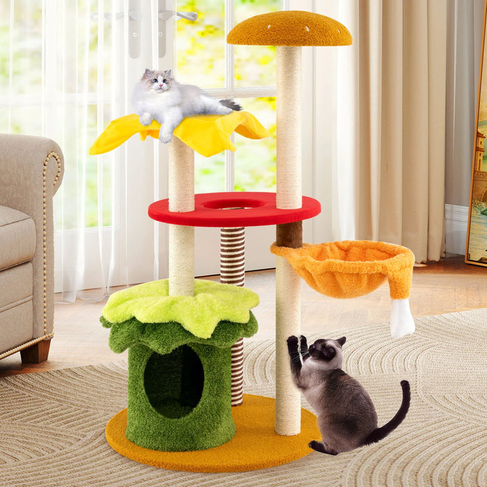 117 cm Modern Cat Tree with Sisal Posts and Plush Cushions for Indoor-