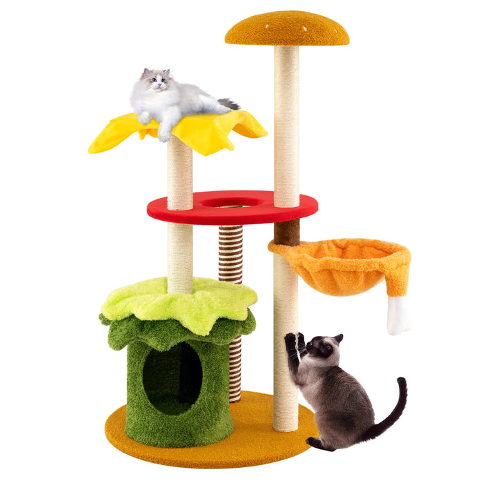 117 cm Modern Cat Tree with Sisal Posts and Plush Cushions for Indoor-