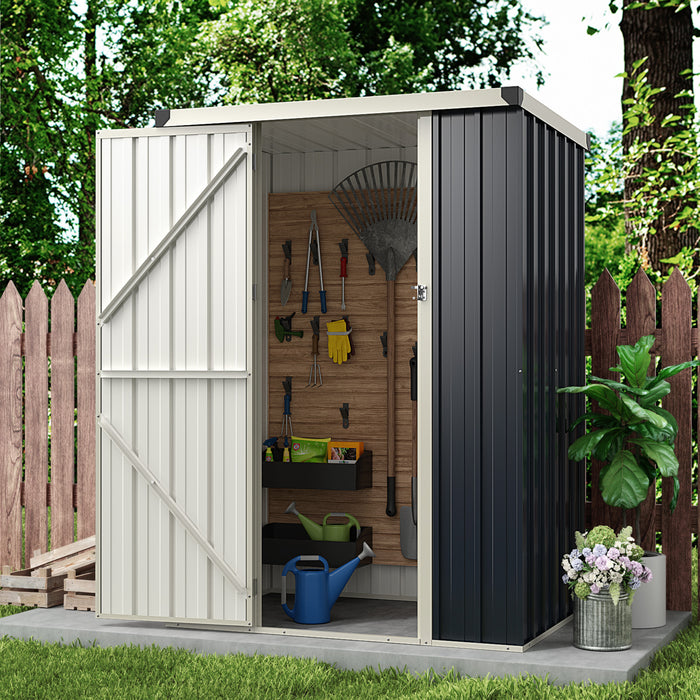 117 x 89 cm Metal Outdoor Storage Shed for Bike Garbage-