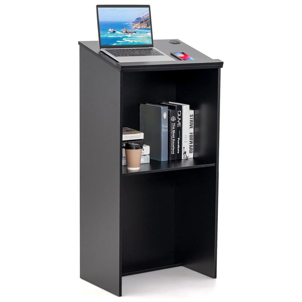 Podium Stand Hostess Stand for Speakers with Storage Shelf-