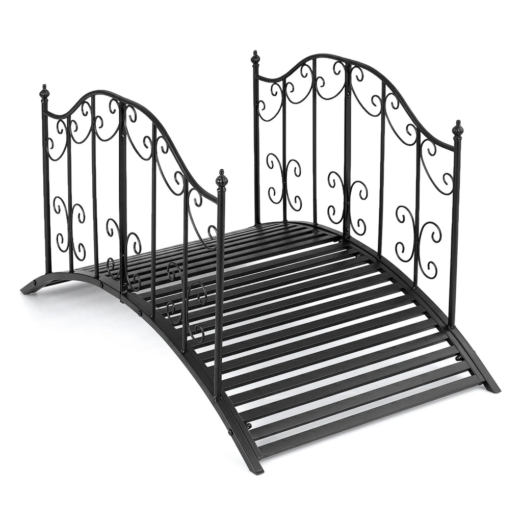 118 cm/101.5 cm Garden Metal Bridge with Dual Patterned Side Rails-