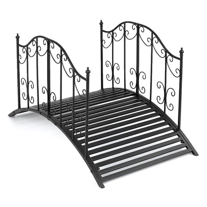 118 cm/101.5 cm Garden Metal Bridge with Dual Patterned Side Rails-