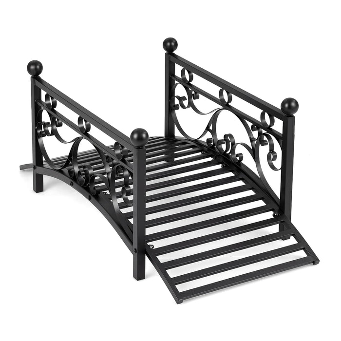 118 cm/101.5 cm Garden Metal Bridge with Dual Patterned Side Rails-