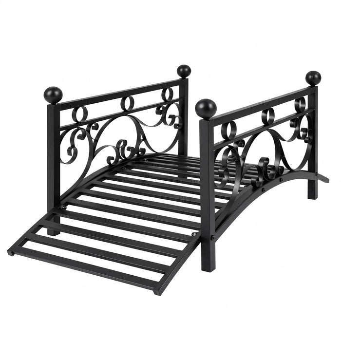 118 cm/101.5 cm Garden Metal Bridge with Dual Patterned Side Rails-
