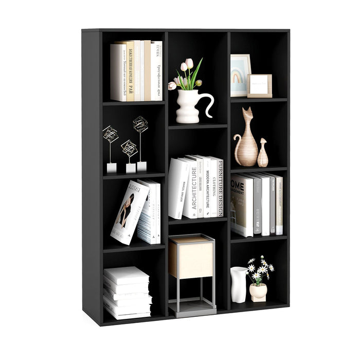 11-Cube Bookcase Modern Geometric Bookshelf with Anti-tipping Kits-White
