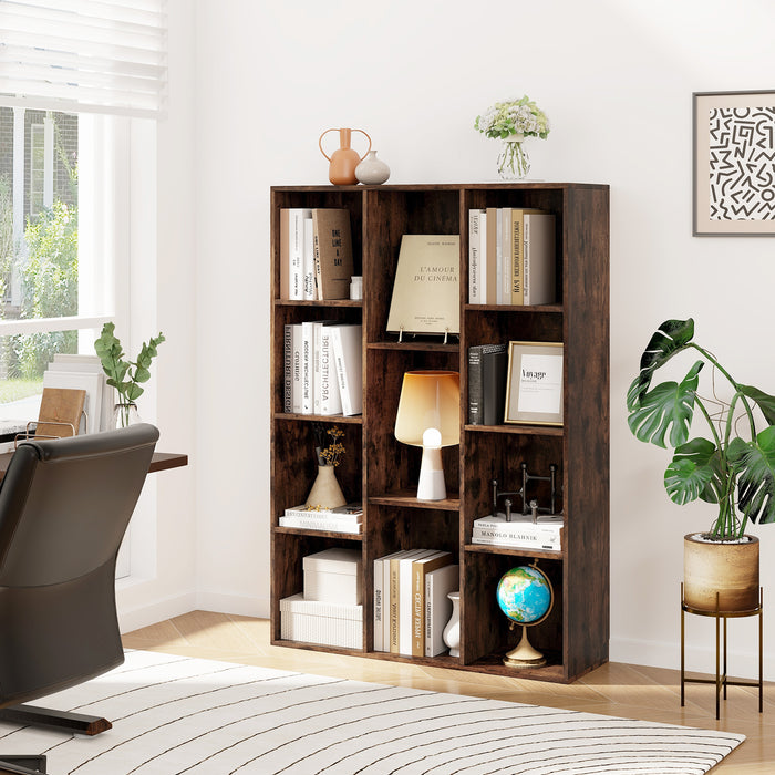 11-Cube Bookcase Modern Geometric Bookshelf with Anti-tipping Kits-White