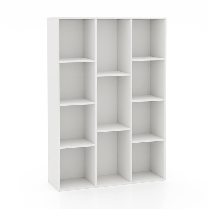11-Cube Bookcase Modern Geometric Bookshelf with Anti-tipping Kits-White