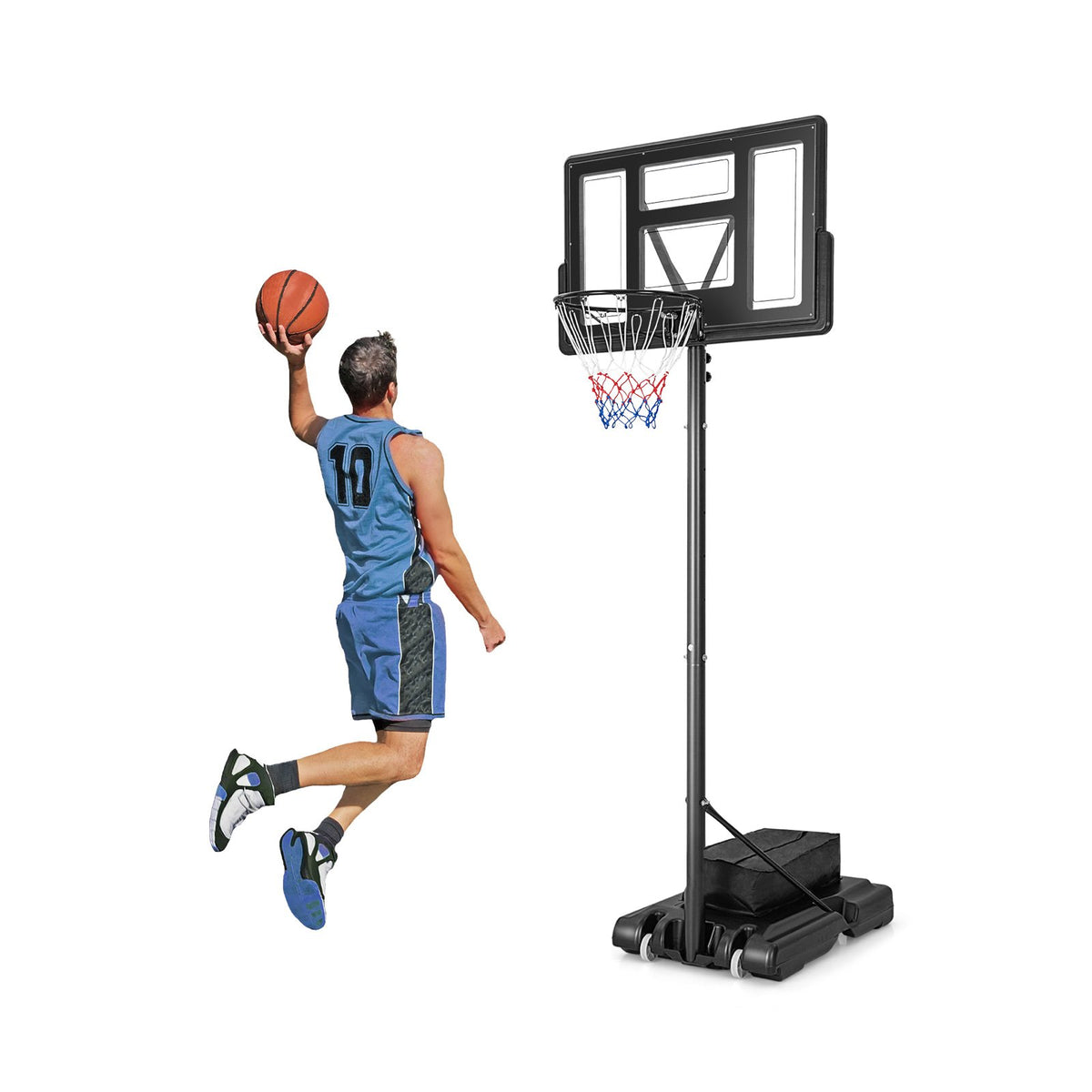 11-Level Portable Adjustable Basketball Hoop and Goals System with Build-