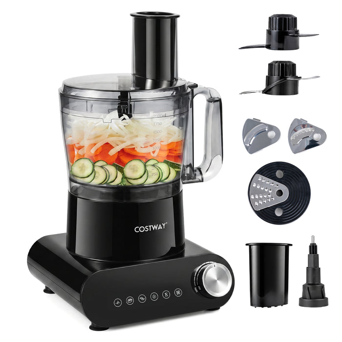 12 Cup Food Processor 600W with 3 Discs & 2 Blades for Slicing Shredding Dough-