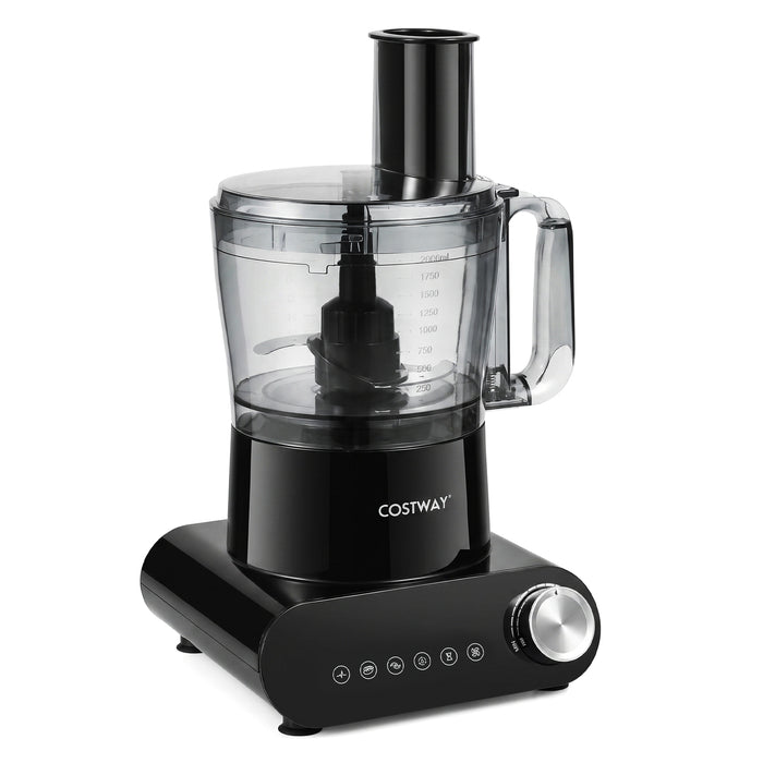 12 Cup Food Processor 600W with 3 Discs & 2 Blades for Slicing Shredding Dough-