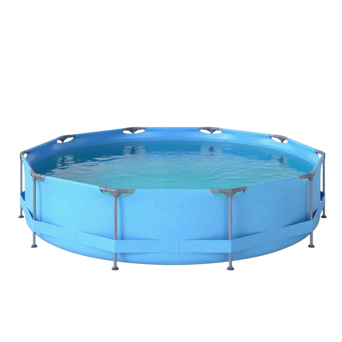 10 Feet Round Outdoor Framed Pool Set with Filter Pump