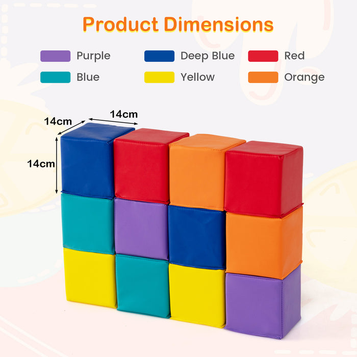 12 PCS Foam Building Blocks 5.5" x 5.5"  Climbing Foam Soft Cubes for Kids-