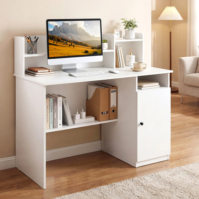 120 CM Computer Desk with Monitor Stand and Storage Cabinet-