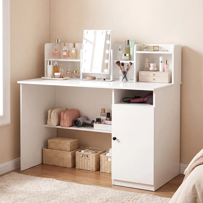 120 CM Computer Desk with Monitor Stand and Storage Cabinet-