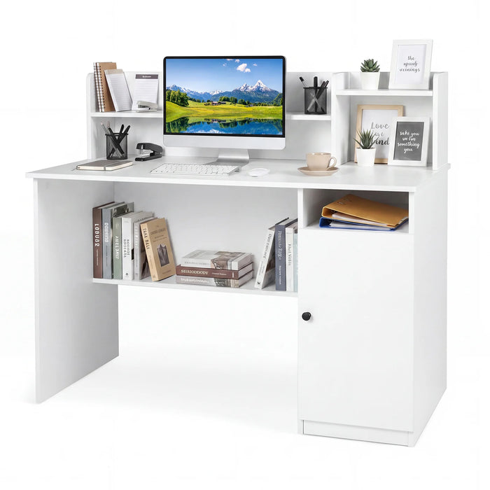 120 CM Computer Desk with Monitor Stand and Storage Cabinet-