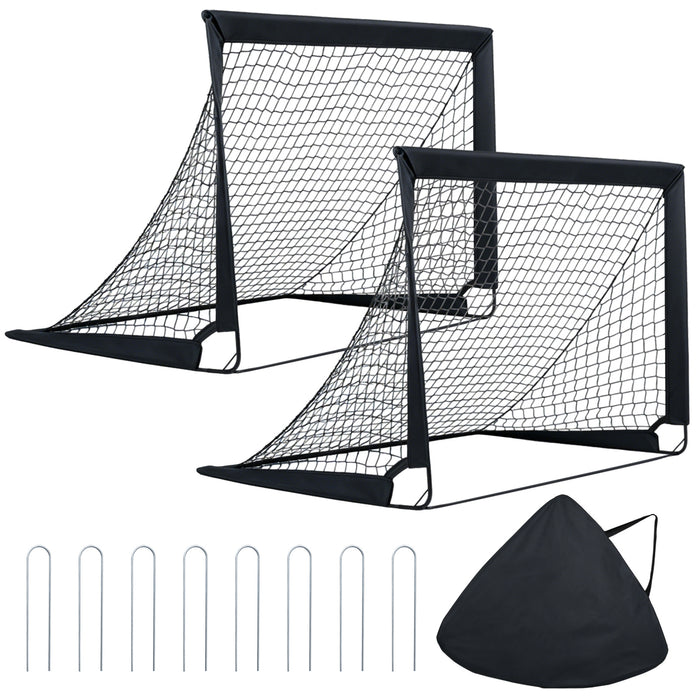 120 x 92 cm Set of 2 Pop Up Football Nets with Carry Bag and 8 Ground Stakes